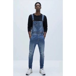 Zara Man Vintage Washed Denimwear 7354/400/427 Skinny Blue Overalls, Size L